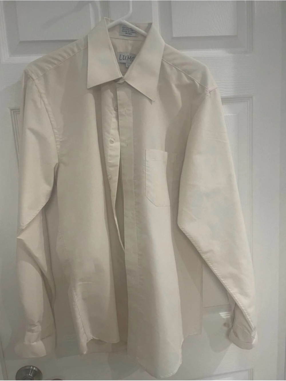 Lumens Cream Men's Long-Sleeve Dress Shirt